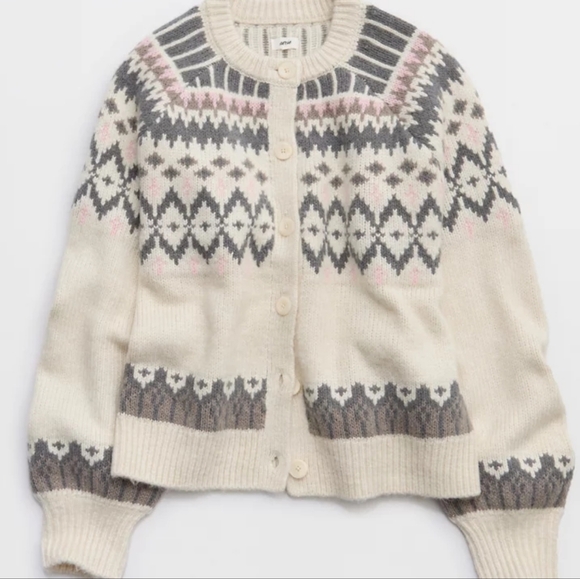 Aerie Classic Cardigan - Natural - Medium - Picture 5 of 6